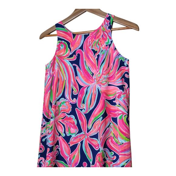 Lilly Pulitzer Jackie Silk Shift Dress Resort Navy Banana Flambe Size XXS - Picture 7 of 11